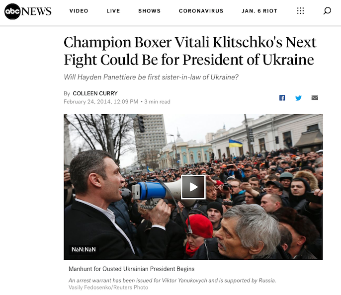 ABC News Headline - Klitschko for President of Ukraine