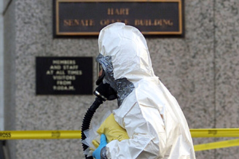 Scientist in Haz-Mat Suit