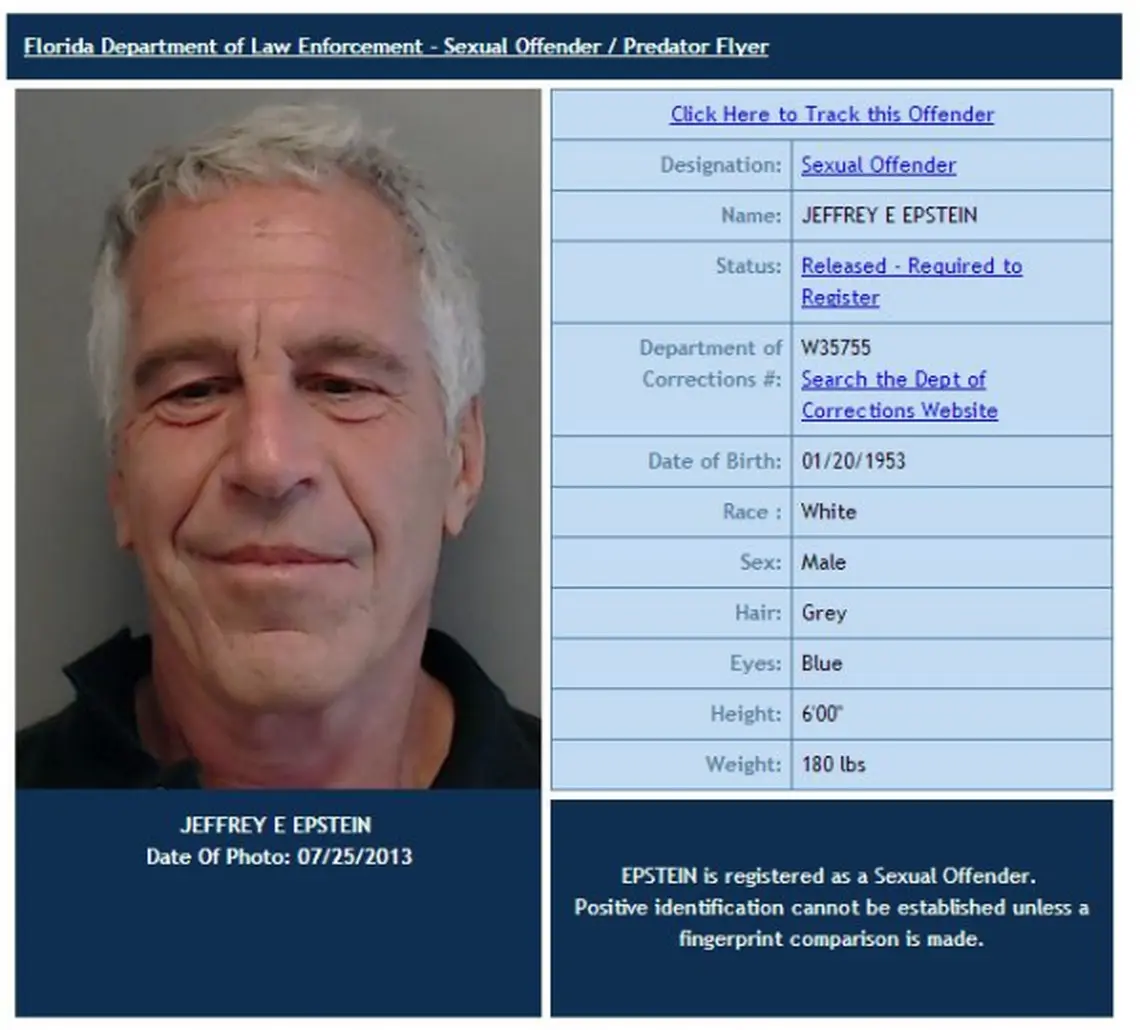 Jeffrey Epstein's mugshot