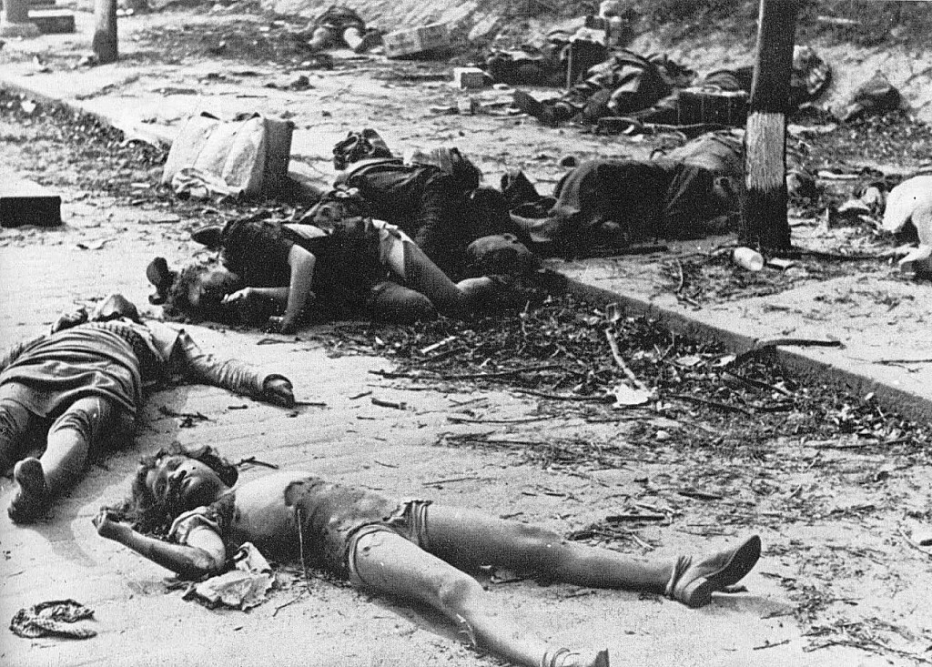 Bodies of German civilians after Hamburg fire bombing