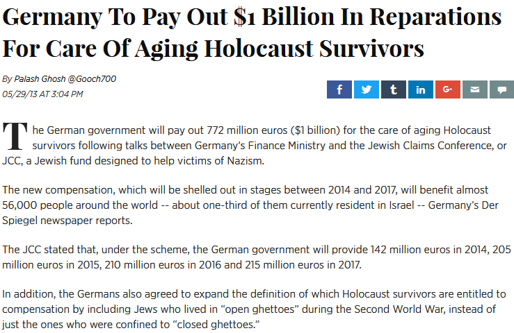 Germany to pay out reparations