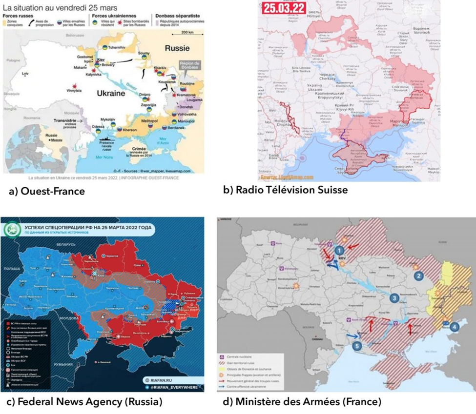 Media maps presenting the Russian Offensive