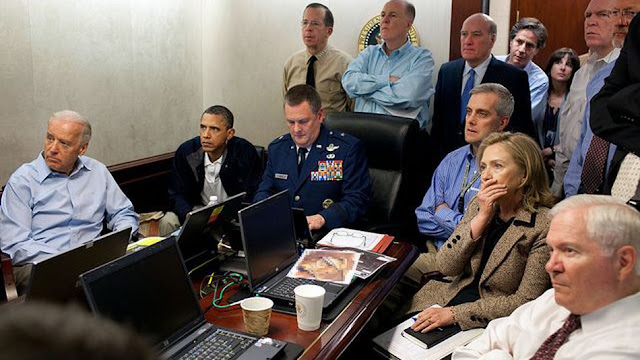 Obama supposedly watching the raid on Osama's compound