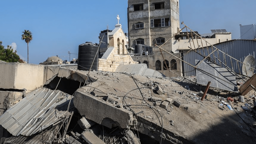 Damage around the Greek Orthodox Church of Saint Porphyrius