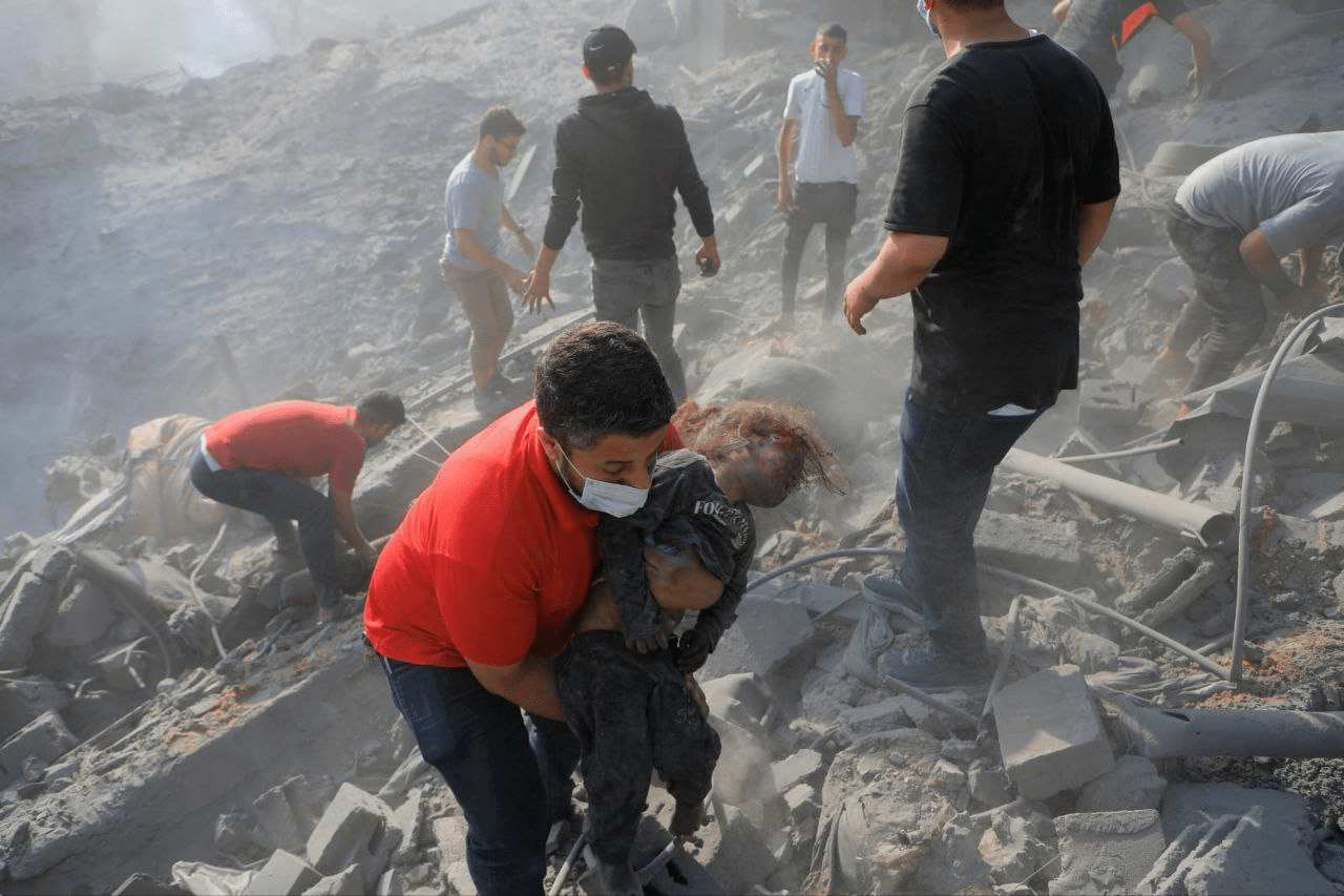 Palestinian Children In the Rubble of Gaza