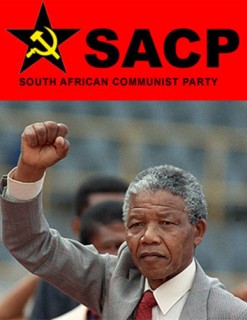 South African Communist Party logo with picture of Nelson Mandela