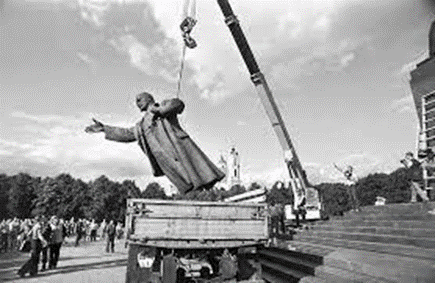 Tearing Down of a Statue of Lenin in Russia