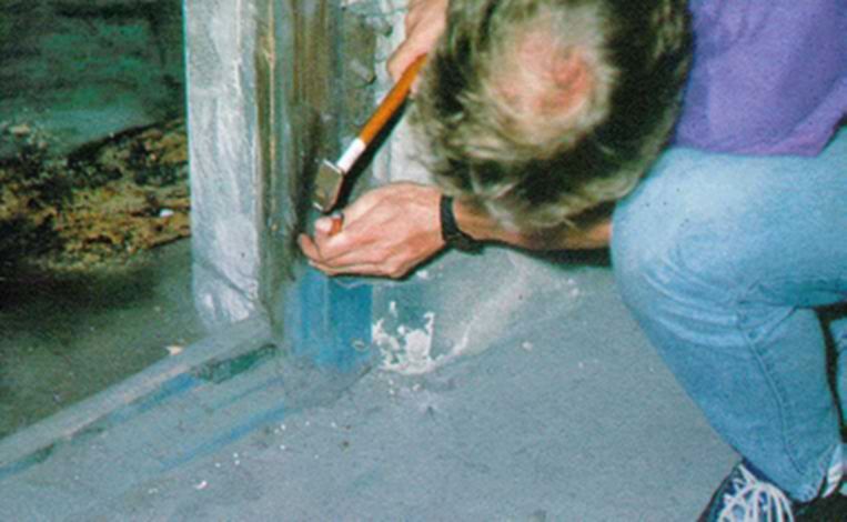 The author taking samples at Auschwitz Birkenau