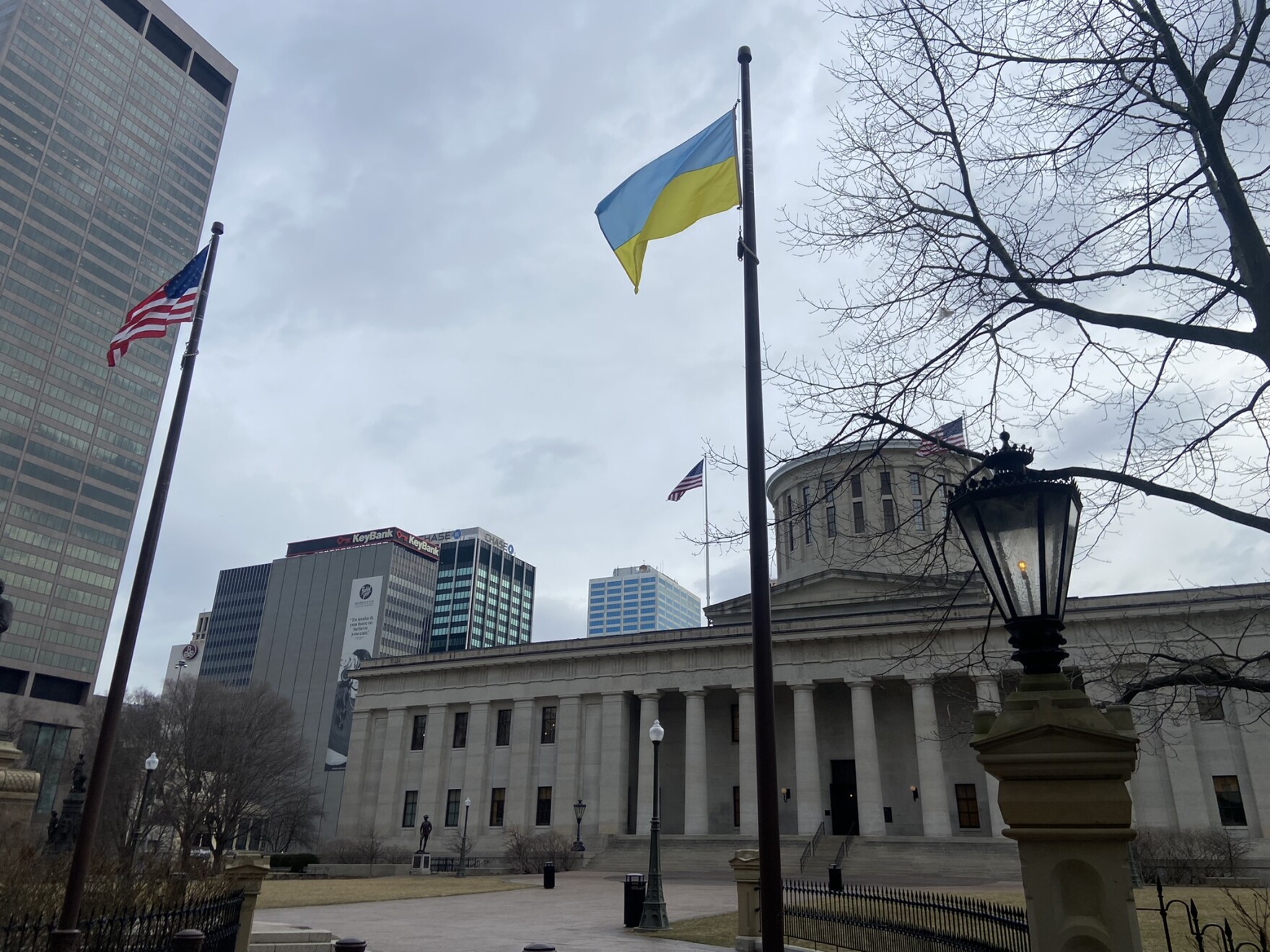 Ukrainian Flag Flying Outside Ohio State House