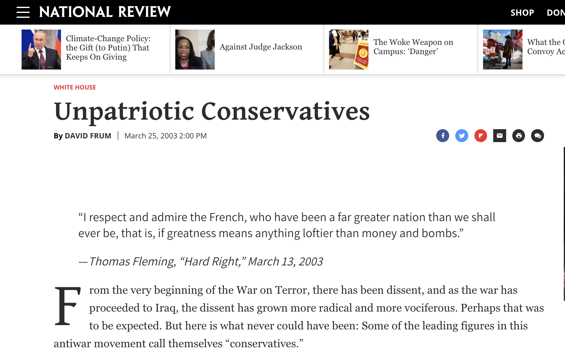 Unpatriotic Conservatives National Review Article