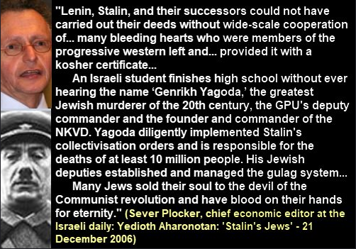 Quote from Sever Plocker, chief economic editor of Israeli Daily, about Jewish role in Bolshevism