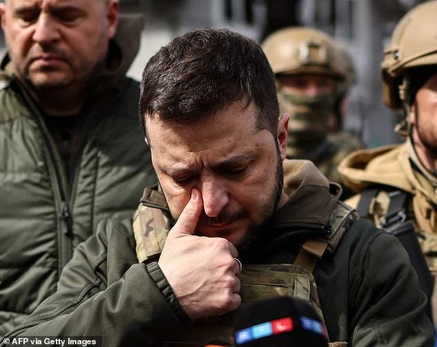 Zelensky Showing His Grief Over the Bucha Killings